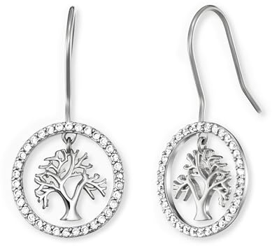Engelsrufer Damen Ohrhänger Lebensbaum aus vergoldetem Sterling Silber in der Farbe Silber - besetzt mit 68 weißen Zirkonia Steinen - nickelfrei