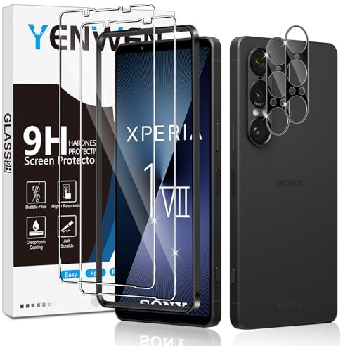 Yenwen Schutzfolie für Sony Xperia 1 VII für Panzerglas, 2 Stück Displayschutz mit 2 Stück Kameraschutz, 9H Härte Schutzglas Handy Folie HD Klar Panzer Schutz Glas