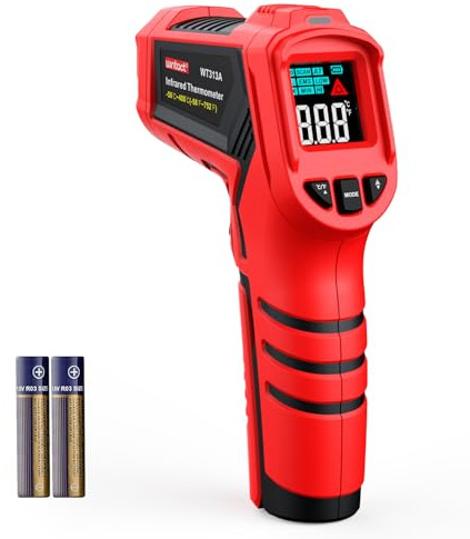 Wintact Laser-Infrarot-Thermometer-Pistole, -58°F bis 1112°F Oberflächenwärme-Temperatur-Pistole, berührungsloses Digital-Thermometer für Küche Kochen Lebensmittel, Pizza-Ofen, BBQ, Griddle (WT313A)