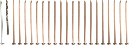 YUETTYY 15/20/25 Stück Baumkiller-Nägel, reine Kupfernägel, effektive Wurzel zum Töten mit 10,2 cm Kupfernägeln, Werkzeug-Set mit Bohrer, Kupfer-Nagelbaumstumpf-Killer, Entfernen von Stumpfwurzeln (25