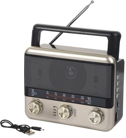 Radio de Supervivencia para Exteriores | Radio Meteorológica De Supervivencia con Energía Solar - Equipo Retro Recargable Conexión Inalámbrica para Familia Adolescentes Náutica Senderismo Camping