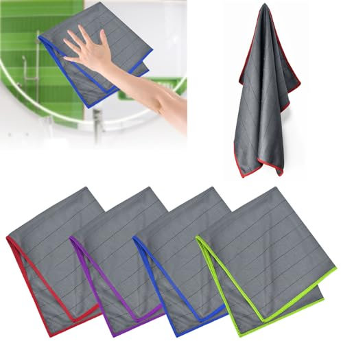 Zuxbolf 4 X Fensterputztücher Carbon Tücher Mikrofasertuch Streifenfrei 40x50cm für Glas Spiegel Küche Reinigungstücher Mikrofaser Putztücher Poliertuch für Edelstahl