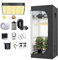 JUNG Grow Box Komplettset Anbau Set mit LED Vollspektrum Grow Lampe Dimmbar, 120x120x200 cm, mit Ventilator, Abluft Aktivkohlefilter, Growzelt Anzucht Gewächshaus, Grow Tent Complete Set, Growtent