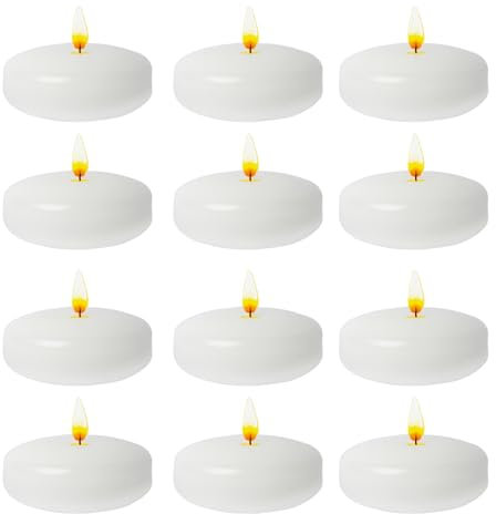 Candele Galleggianti Bianche | Piccole Candele Tonde per Acqua - Centrotavola Decorativi per San Natale Cene di Festa e Decorazioni Interni