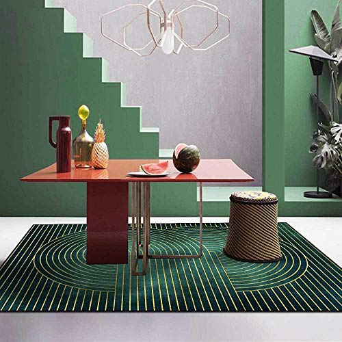 Teppich für Wohnzimmer, 200 x 300 cm, große Fläche, waschbar, für Schlafzimmer, rutschfest, für unter dem Esstisch, Büro, Schlafzimmer, modern, geometrisch, einfach, leicht, Luxus-Linien, grün