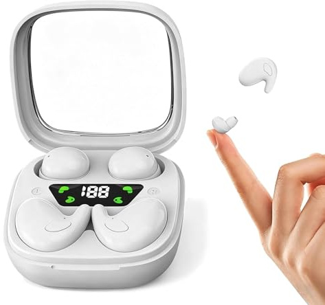 Lot d'écouteurs 2 en 1 sans fil invisibles Bluetooth pour dormir sur le côté, mini écouteurs intra-auriculaires pour petits canaux auditifs pour iPhone, Android, hommes, femmes, dormeurs latéraux