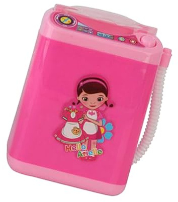 Gogogmee Mini Lavadora de Juguete Rosa para Niñas Simulación sin Batería Electrodoméstico Portátil y Duradero para Casa