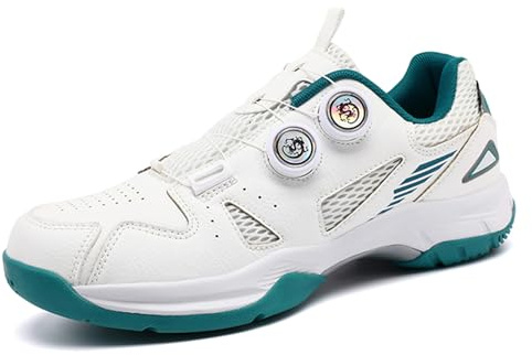 JiuQing Chaussures De Badminton Hommes Semelles en Caoutchouc Tennis De Table Pickleball Chaussures D'entraînement en Salle Antidérapantes Et Confortables,Vert,42 EU