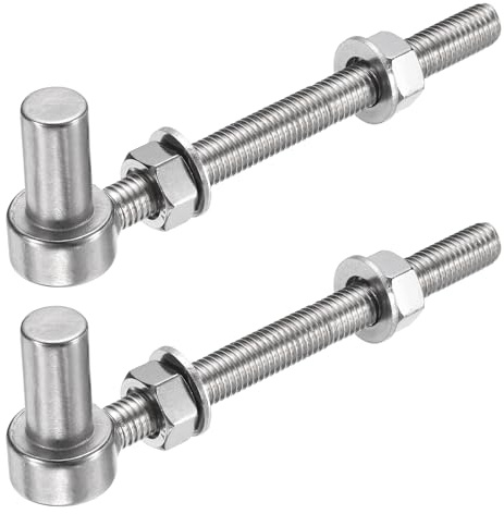 QUARKZMAN 2 Piezas Con J, Pernos Bisagra Puerta Acero Inoxidable 304 M12 X 6, Bisagra Poste Con Pernos J Con Arandelas Y Tuercas Para Cerca Malla, Cerca Madera, Entrada.