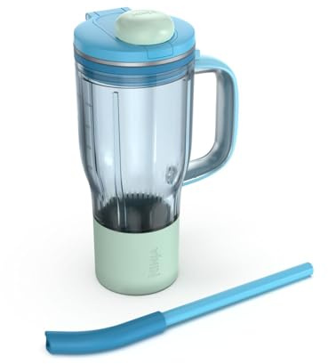 Ninja BlendBoss Travel Tumbler with Lid, Compatible with Ninja BlendBoss Blender, Cup-Holder Friendly, Spout Lid with Removeable Straw, Dishwasher Safe, Blue Raspberry BXSKDB324LSBL