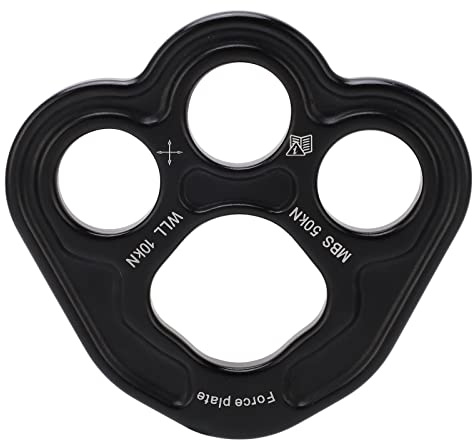 Eleage Placa de anclaje múltiple de 3 agujeros, aleación de aluminio 7075, divisor de cuerda de equilibrio de carga de 50 KN, placa de aparejo de carga gruesa para escalada, rescate, entrenamiento de