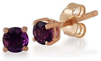 Gemondo Amethyst Round Stud Earrings In 9ct Rose Gold