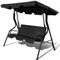 COSTWAY 3 Seater Garden Swing Chair, Outdoor Indoor Canopy Powder Coated Steel Cushioned Seaters, Patio Metal Hammock Swinging Bench Lounger Seat, 210KG (Black)