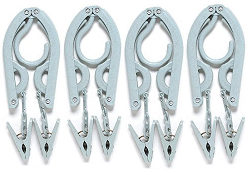 Bestja, 4 grucce regolabili e pieghevoli, con mollette, da viaggio, per calze, biancheria intima, pantaloni, ecc.