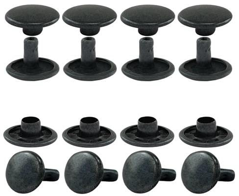 GETMORE Parts Hohlnieten Doppelkopf, Doppelhohlnieten, Doppel-Niet, Stahl, zweiteilig - ab 100 Stück, schwarz, 9 mm
