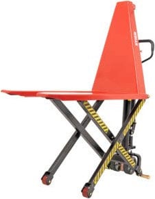 STIER Scheren-Hubwagen, 1000 kg Traglast, 800 mm Hubhöhe, manueller Quicklift für doppelte Hubgeschwindigkeit, Gabellänge 1140 mm, Hubtisch mit Polyurethan-Lenkrädern & Überlastventil