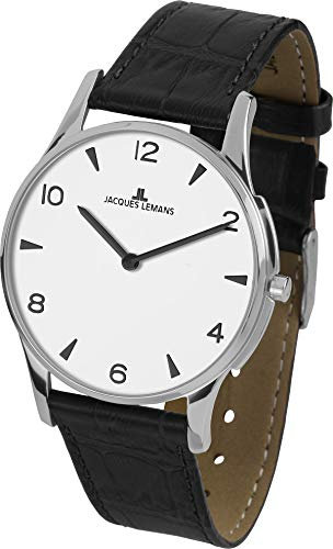 JACQUES LEMANS Damenuhr London Lederarmband massiv Edelstahl 1-1851ZB