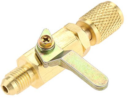 Aupoko Vanne à boisseau sphérique 6,35 mm SAE adaptateur climatiseur, valve d'arrêt droite pour climatisation et récupération automobile, convient pour réfrigérant R134A R22 R12 R410A (¼ F.FL. x ¼