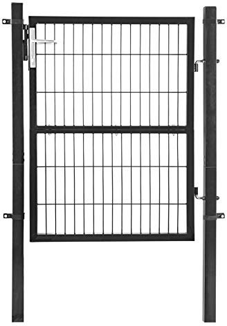 ESTEXO Gartentor Set mit Tür, Pfosten, Aluminium Türgriff und Einsteckschloss inkl. 3 Schlüssel, Farbe Anthrazit RAL 7016, Größe 140 cm