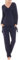 Herzmutter Pyjama Grossesse - Pyjama Allaitement - Trois Pieces - Vêtement de Détente pour Femme Enceinte - Pyjama Ensemble Maternité - Pantalon-Haut-Cardigan - Bleu-Gris - 8100 (XXL, Bleu)