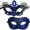 Xvevina Paare Maske Metall Masken venezianische Halloween Kostüm Maske Fasching Gras Maske - Blau - Einheitsgröße