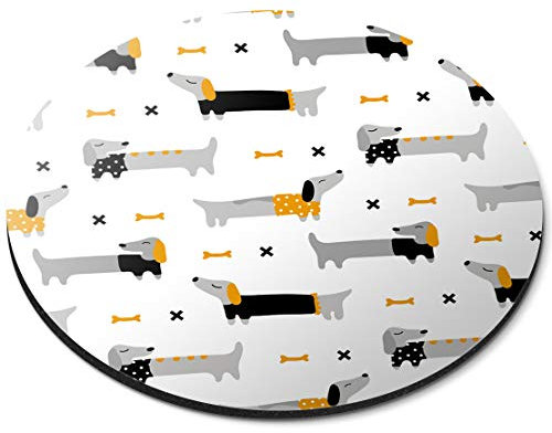 Destination Vinyl Ltd Dachshund Sausage Dog Drawings - Flexible Round 5mm Rubber Mouse Mat Pad Office Home Novelty Printed Desk Accessory 21806