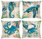Bonhause Maritime Kissenbezüge Ozean Nautisch 45 x 45 cm Seeschildkröte Seepferdchen Oktopus Krabbe Polyester Leinen Dekorative Kissenhülle Zierkissenbezüge für Sofa Auto Zuhause Dekoration 4er Set