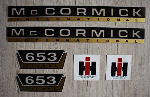 IHC MC CORMICK Aufkleber 653 Gold Traktor Emblem Sticker Label Set