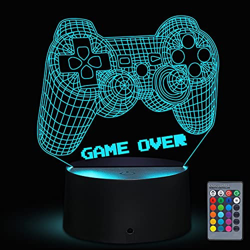 3D Video Game Controller Lamp Night Light 3D Illusion Game On lamp for Kids, 7 Colors Changing with Remote, Kids Bedroom Decor Perfect Christmas Birthday Gifts for Boys Girls