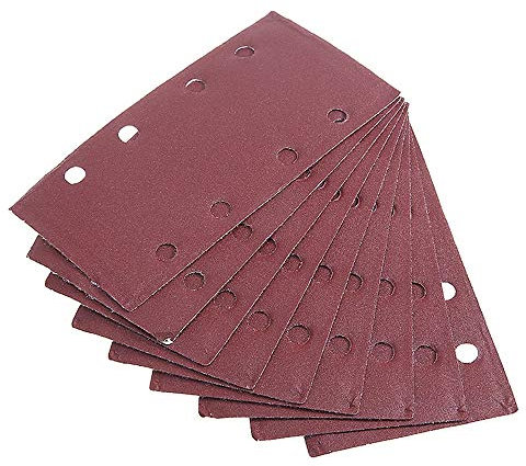 ExcInter 10 Stück 93 x 185 mm Schleifpapier Schleifpapier 8 Löcher, Schleifpapier gelocht, Körnung 320, passend für rechteckige Schwingschleifer
