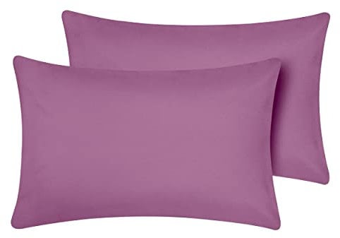 Oxford Homeware Pillow Cases 2 Pack Brushed Microfiber – Standard Purple Pillowcases Fade Resistant Pillow Cover Envelope Closure Pillow Covers (50 x 75 cm)