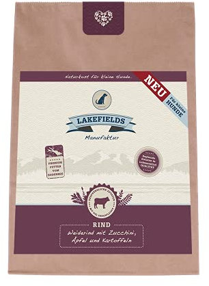 Lakefields Premium Hundefutter trocken | Rind 68% | 1kg | Getreidefreies Trockenfutter für kleine Hunde | Extra kleine Kroketten | Fenchel, Äpfel & Rote Beete | Zutaten in Lebensmittelqualität