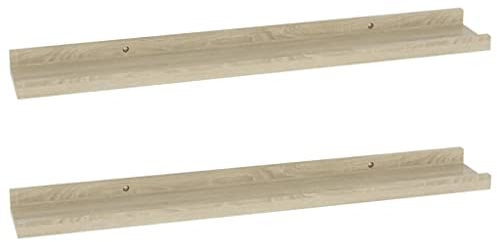 vidaXL 2X Wandregal Bücherregal Wandboard Schweberegal Hängeregal Dekoregal Freischwebend Regal Büroregal Wandablage Sonoma-Eiche 60x9x3cm