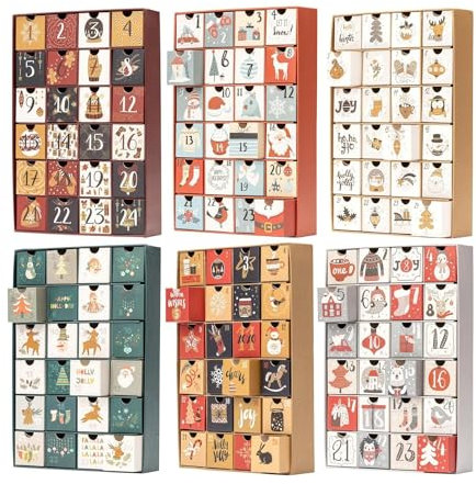 Fill Your Own Advent Calendar 24 Days Reusable 1-24 Empty Drawers for Christmas Countdown (Navy)