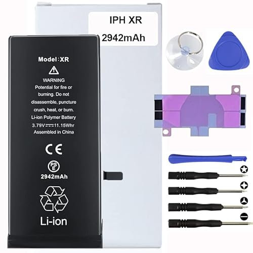 Batt Il Kit di Sostituzione della Batteria per iPhone Include Adesivo Impermeabile, Adesivi per Batteria, Batteria per iPhone con Strumenti magnetici (iPhone XR)