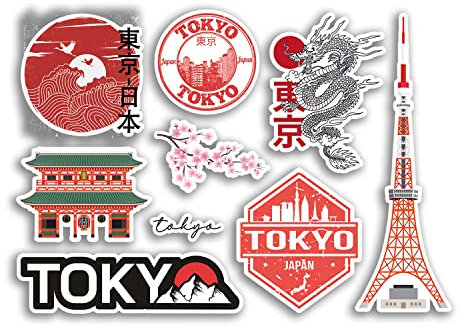 A5 Aufkleberbogen Tokio Vinyl Aufkleber – Stadt Japan japanische Briefmarken Sehenswürdigkeiten Kultur Urlaub Reisen #78504