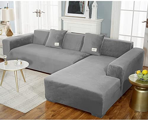 uyeoco Samt Sofabezug L-Form Couchbezug Weich 1 Stück Elastische Lounge-Sessel Sofahusse waschbare Katzen Hunden Möbelschutz (Color : J, Size : 145-185cm)