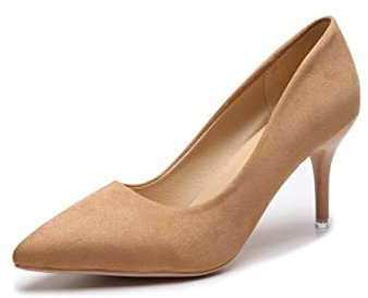 Womens Kitten Heels Suede Court Shoes Wedding Stilettos High-Heeled Office Shoe Party Fashion Sandals Pointed-Toe Pumps Khaki