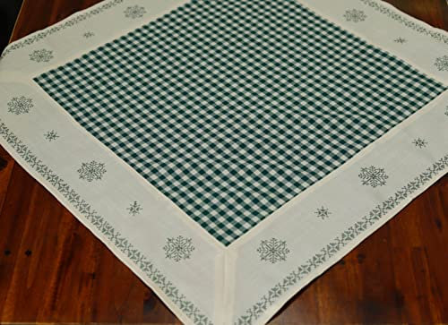 Landhaus Tischdecke Karo grün/weiß Bestickt 85x85 grün