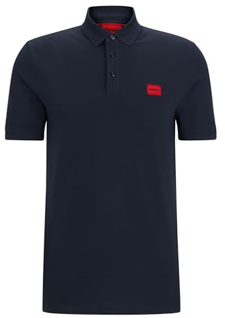 HUGO Hommes Dereso232 Polo Slim en piqué de Coton avec étiquette logotée