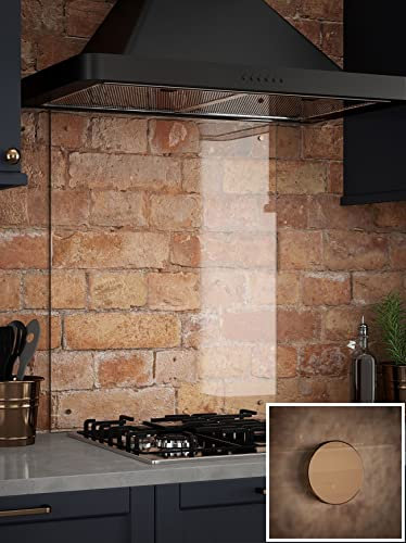 Clear Glass Kitchen Splashback (Copper Caps) 600mm x 750mm