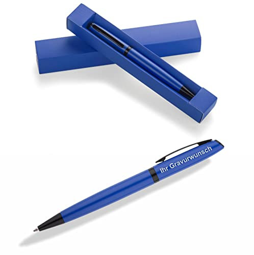 #teamludorf 10 x Hochwertiger Metall Kugelschreiber ZETA inkl. Geschenkverpackung und Wunschgravur | Wählen Sie aus 6 Farben (Blau)