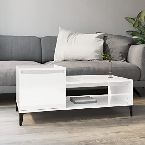 vidaXL Coffee Table High Gloss White 100x50x45 cm Engineered Wood