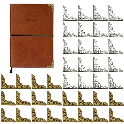XPOOP 40 Stück Schutzecke Vintage Buch Eckenschützer Vintage Vintage Eckenschutz Metall Metallecke Eckenschutz Vintage zum Schutz und Dekoration von Bücher Alben