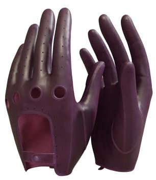 MGGMOKAY Damen Leder Autohandschuhe Lederhandschuhe Ungefüttert,Burgundy,L