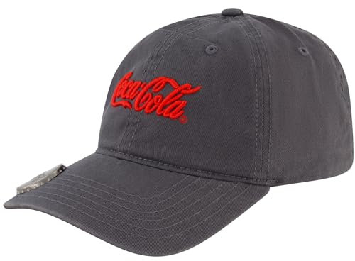 Concept One Unisex-Erwachsene Coca Cola Dad Hut, Logo Baumwolle verstellbare gebogener Krempe Baseballkappe, GRAU, Einheitsgre
