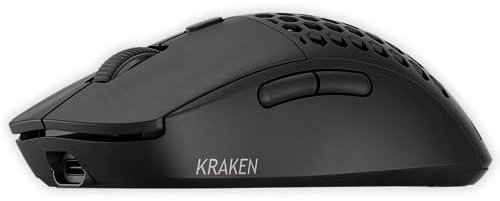 Kraken AERO Souris de jeu sans fil super légère, double mode (2,4 GHz + filaire) symétrique, 2600 DPI, compatible PC/Mac (Noir)