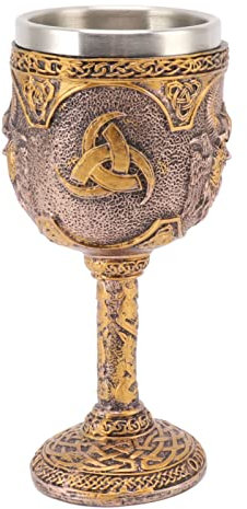Rosvola Nordic Beer Cup, Vintage Nordic Viking Goblet Stainless Steel for Red Wine Cocktails