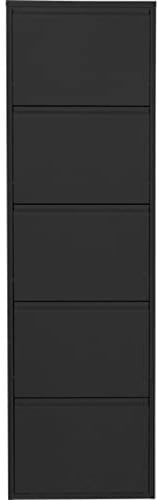 Kare Design Schuhschrank Caruso Schwarz, Metall, mit 5 Klappen, Schuhablage für 10 Paar Schuhe, schmal, platzsparend, hoch, Schuhregal, Eingangsbereich, 173x50x15 cm (H/B/T)