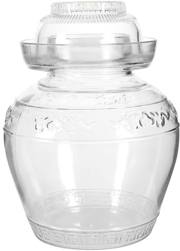 Kichvoe Pot De Fermentations en Verre Pot De Traditionnel Pot De Kombucha À Large Bouche Pot avec Joint d'eau Boîte De Stockage D'étanchéité pour Cornichons Choucroute Kimchi